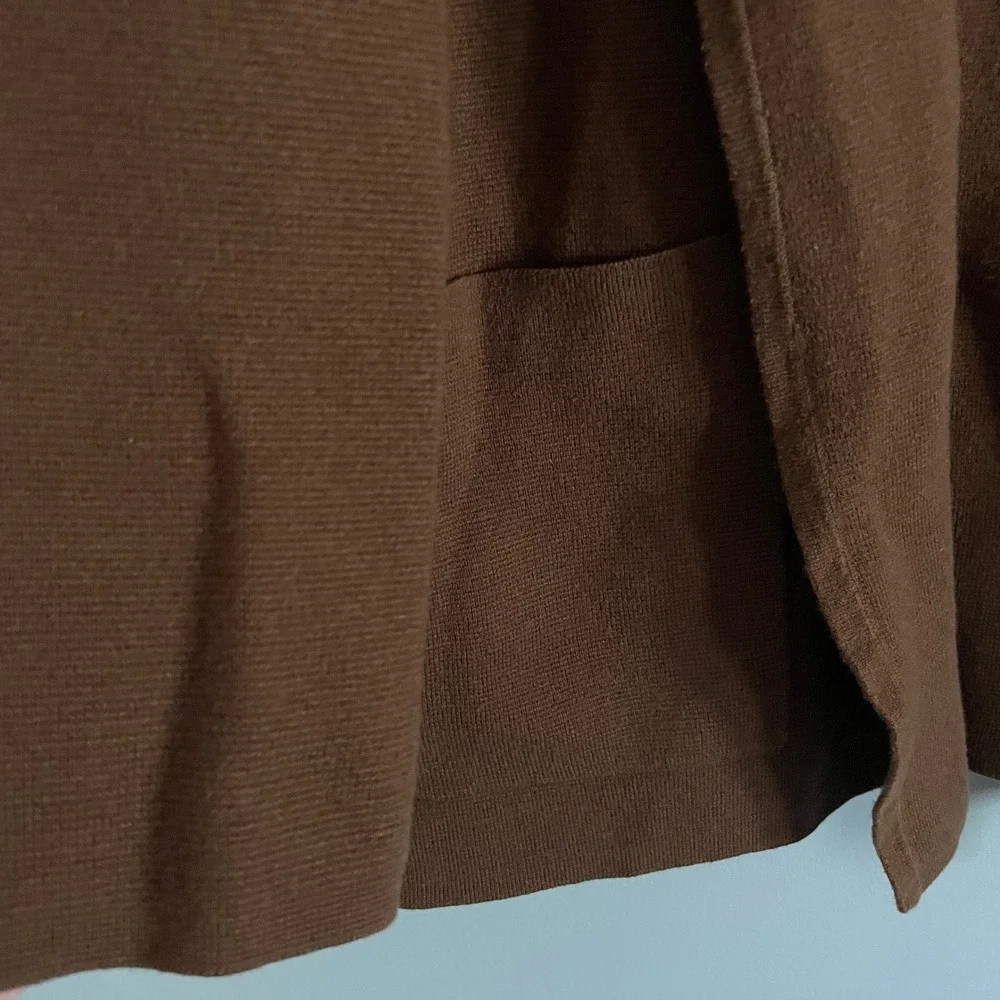 J.Crew Sweater Blazer Womens XS Brown Open Front Merino Wool Blend Preppy